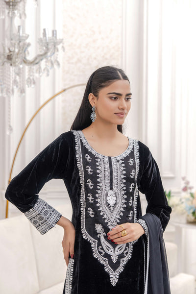 RANGZ 'Sitara' | Embroidered Velvet Kameez Pakistani Readymade | RGZ109 (6 Colours) Rangz