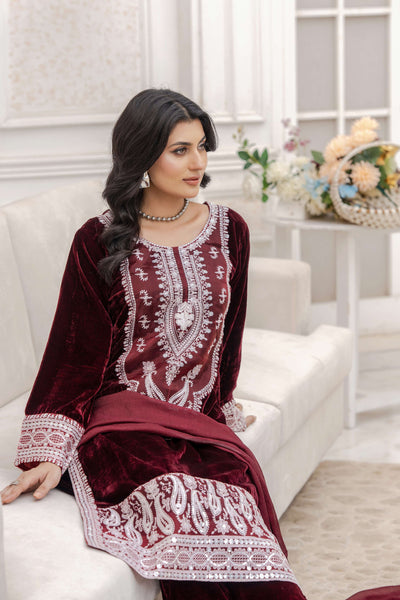 RANGZ 'Sitara' | Embroidered Velvet Kameez Pakistani Readymade | RGZ109 (6 Colours) Rangz
