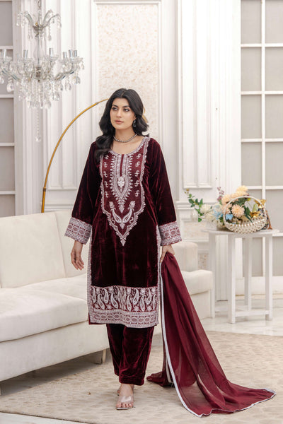 RANGZ 'Sitara' | Embroidered Velvet Kameez Pakistani Readymade | RGZ109 (6 Colours) Rangz