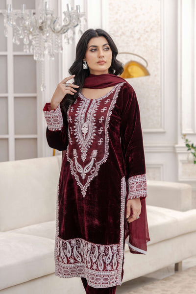 RANGZ 'Sitara' | Embroidered Velvet Kameez Pakistani Readymade | RGZ109 (6 Colours) Rangz