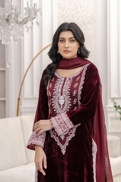 RANGZ 'Sitara' | Embroidered Velvet Kameez Pakistani Readymade | RGZ109 (6 Colours) Rangz