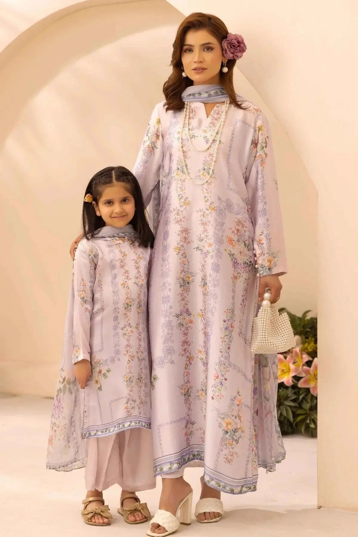 Pakistan Mithe Jan SIMRANS 'Aik Pret' | Printed Silk Eid Pakistani Mother & Daughter ...