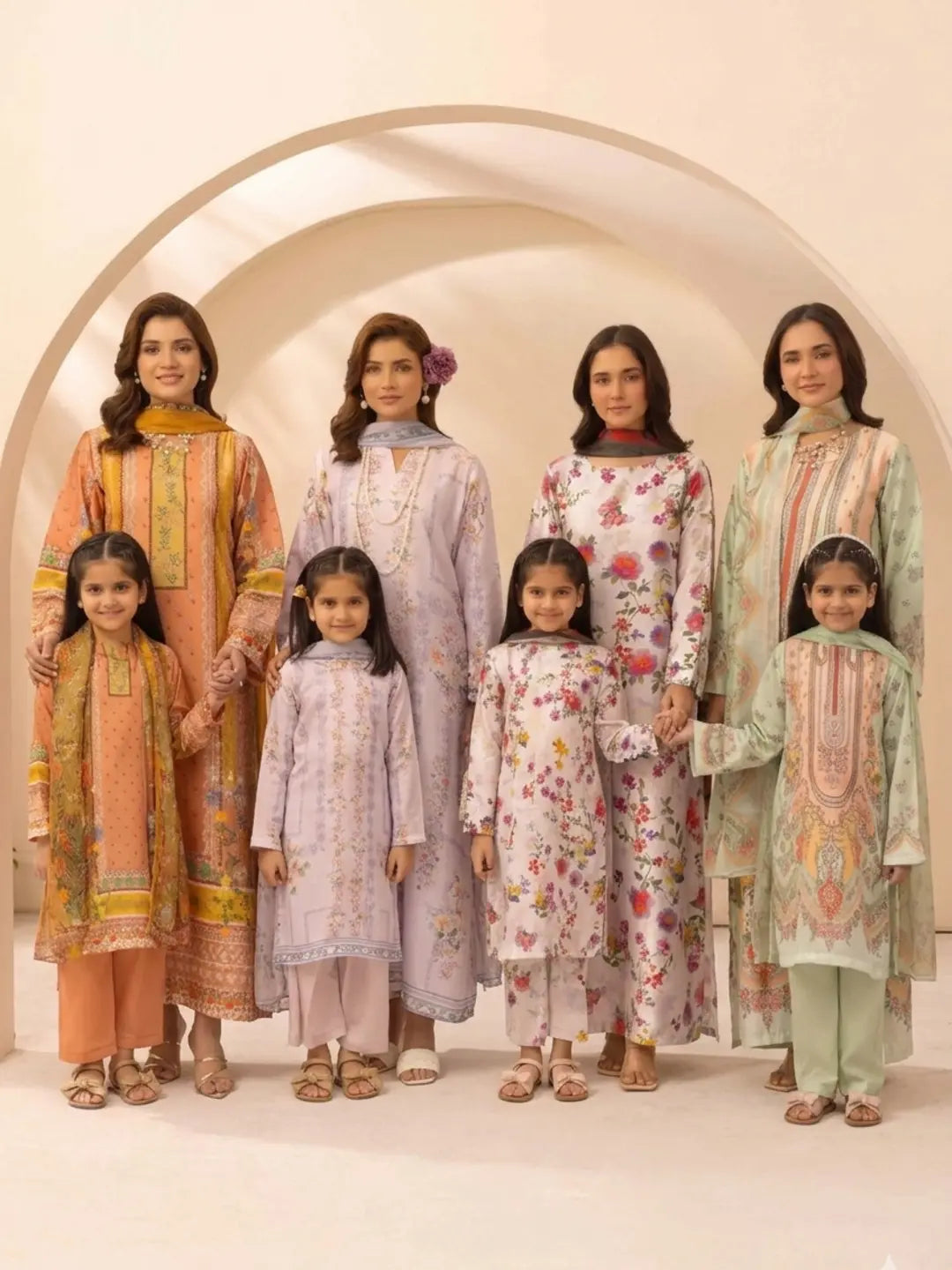 SIMRANS 'Aik Pret' | Printed Silk Eid Pakistani Mother & Daughter ...
