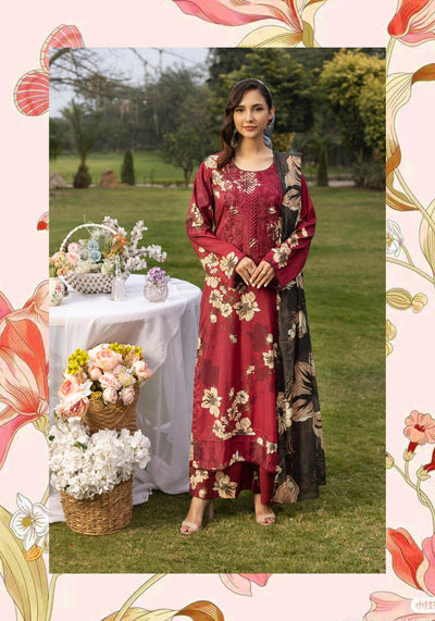 SIMRANS 'Boroque' | Embroidered Digital Printed Linen Readymade Womenswear | SM905 Simrans