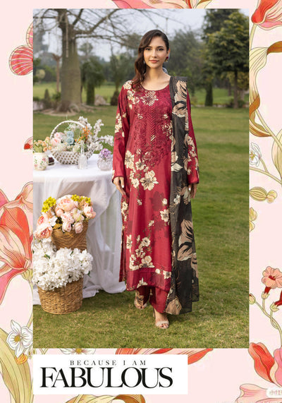 SIMRANS 'Boroque' | Embroidered Digital Printed Linen Readymade Womenswear | SM905 Simrans