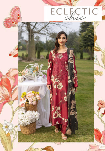 SIMRANS 'Boroque' | Embroidered Digital Printed Linen Readymade Womenswear | SM905 Simrans