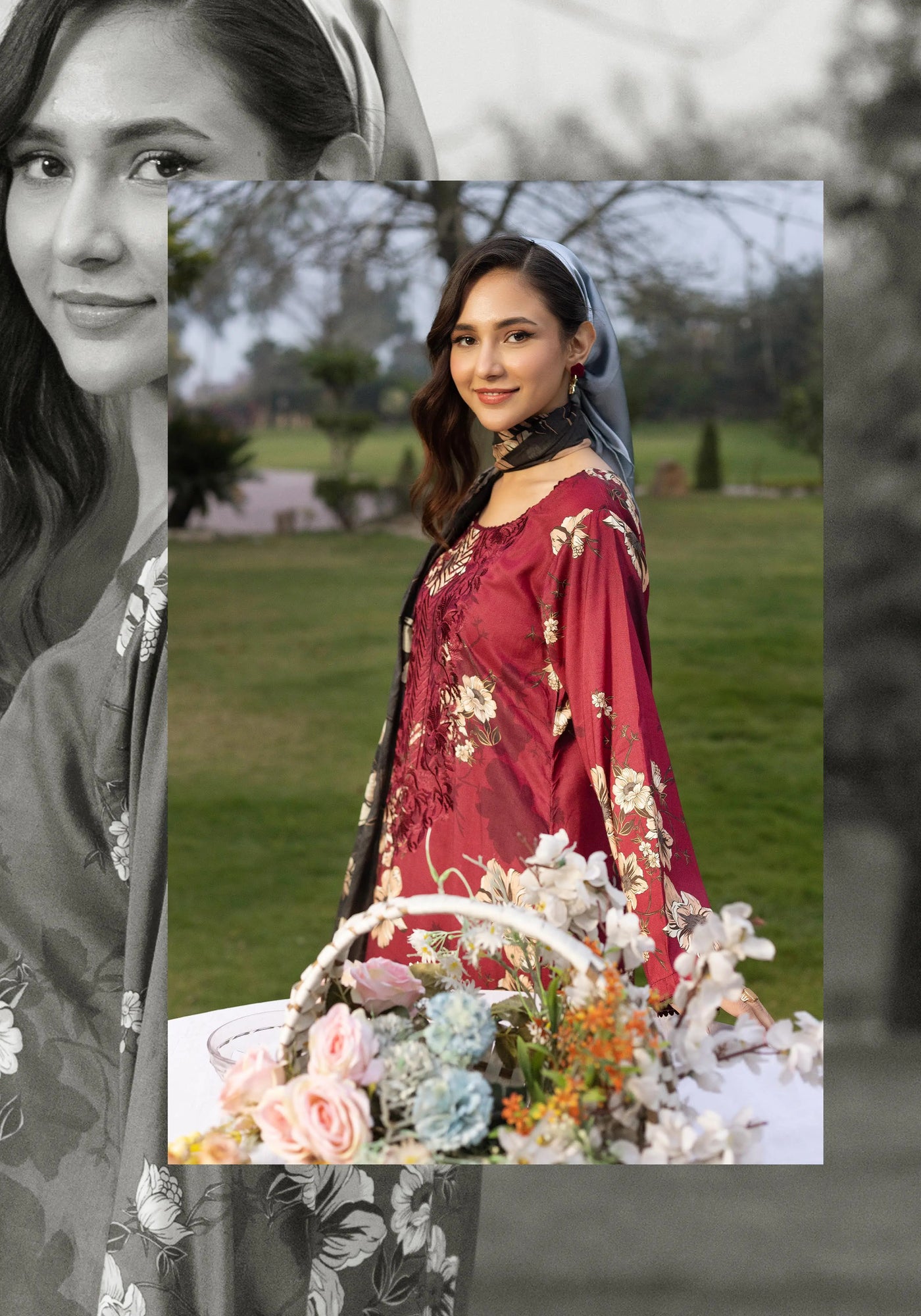 SIMRANS 'Boroque' | Embroidered Digital Printed Linen Readymade Womenswear | SM905 Simrans