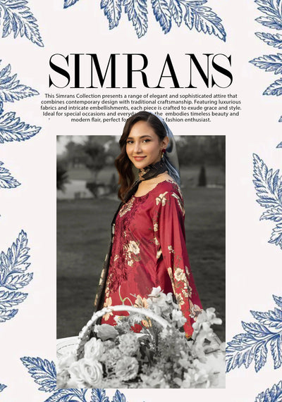 SIMRANS 'Boroque' | Embroidered Digital Printed Linen Readymade Womenswear | SM905 Simrans