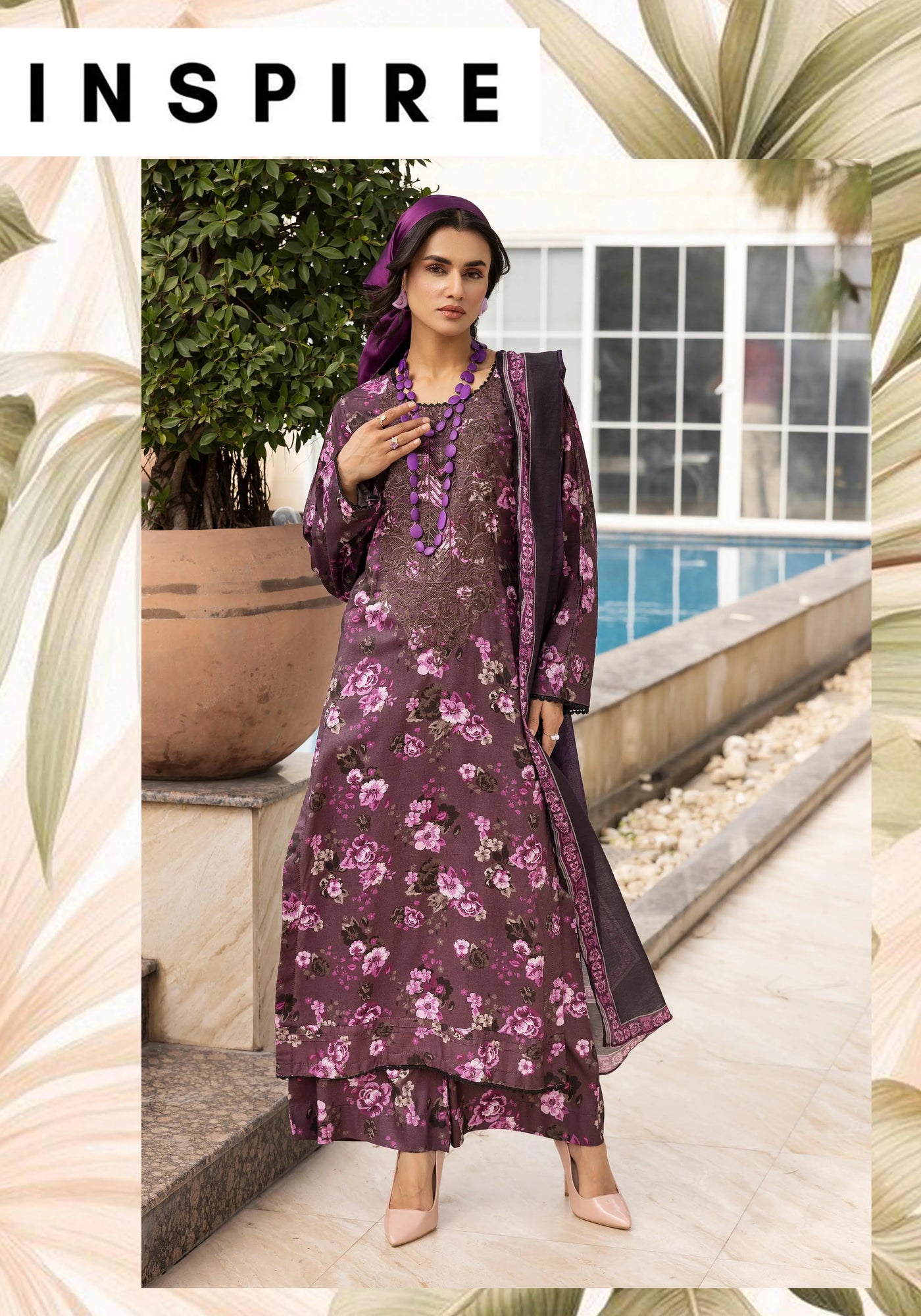 SIMRANS 'Boroque' | Embroidered Digital Printed Linen Readymade Womenswear | SM906