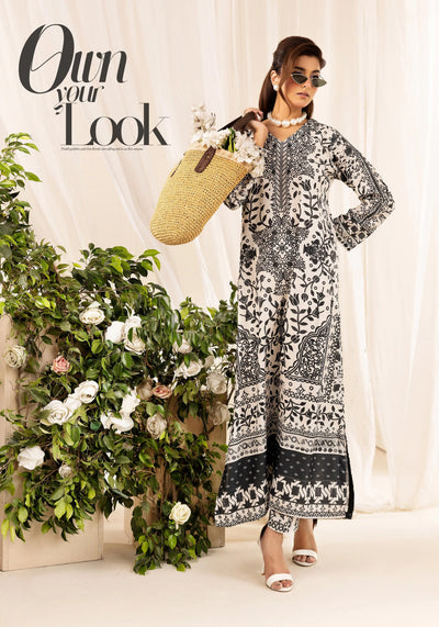 SIMRANS ‘Chic Modest’ | Embroidered Poly Silk Modest Long Kameez Co Ord Set 2pc Pakistani Readymade  | SM901 (4 Colours)