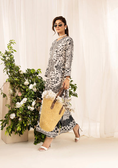 SIMRANS ‘Chic Modest’ | Embroidered Poly Silk Modest Long Kameez Co Ord Set 2pc Pakistani Readymade  | SM901 (4 Colours)