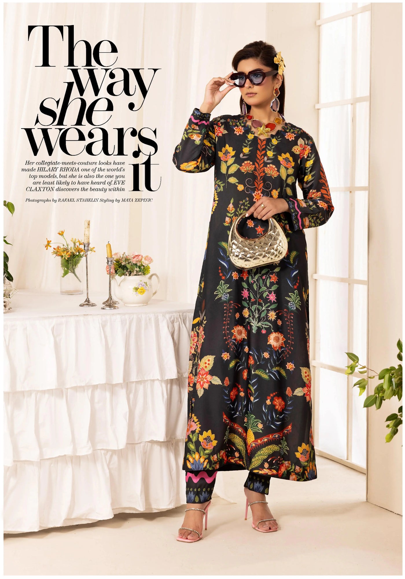 SIMRANS ‘Chic Modest’ | Embroidered Poly Silk Modest Long Kameez Co Ord Set 2pc Pakistani Readymade  | SM901 (4 Colours)