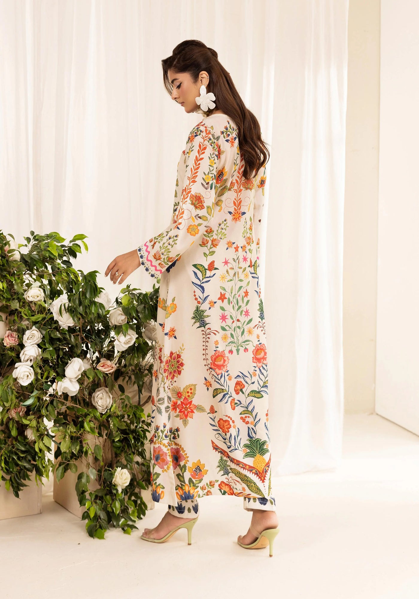 SIMRANS ‘Chic Modest’ | Embroidered Poly Silk Modest Long Kameez Co Ord Set 2pc Pakistani Readymade  | SM901 (4 Colours)