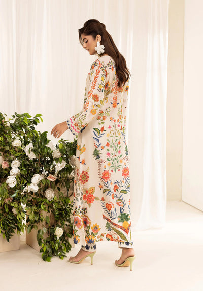 SIMRANS ‘Chic Modest’ | Embroidered Poly Silk Modest Long Kameez Co Ord Set 2pc Pakistani Readymade  | SM901 (4 Colours)