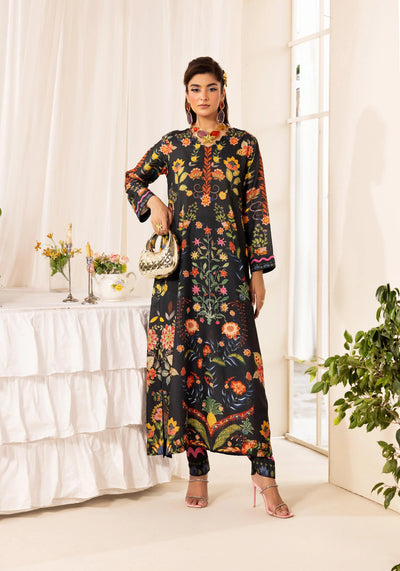 SIMRANS ‘Chic Modest’ | Embroidered Poly Silk Modest Long Kameez Co Ord Set 2pc Pakistani Readymade  | SM901 (4 Colours)