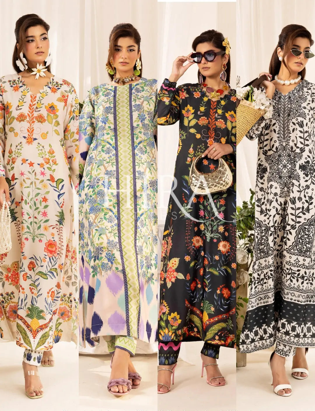 SIMRANS ‘Chic Modest’ | Embroidered Poly Silk Modest Long Kameez Co Ord Set 2pc Pakistani Readymade  | SM901 (4 Colours)