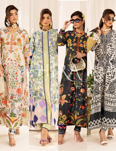 SIMRANS ‘Chic Modest’ | Embroidered Poly Silk Modest Long Kameez Co Ord Set 2pc Pakistani Readymade  | SM901 (4 Colours)