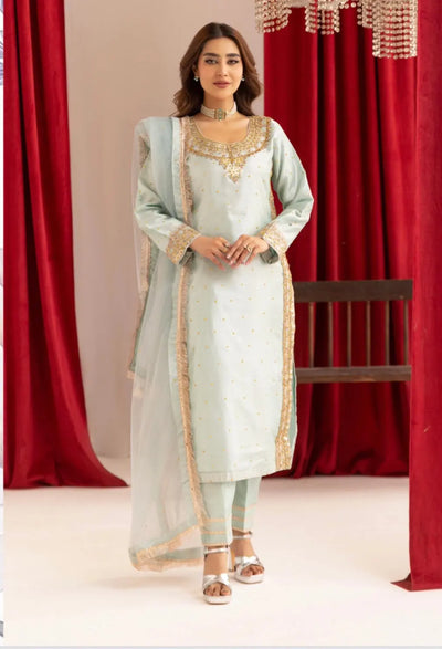 SIMRANS ‘Hussain Rehar’ | Embroidered Handwork Raw Silk Pakistani Readymade | SM908 (2 Colours)