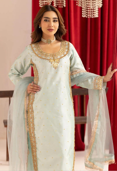 SIMRANS ‘Hussain Rehar’ | Embroidered Handwork Raw Silk Pakistani Readymade | SM908 (2 Colours)