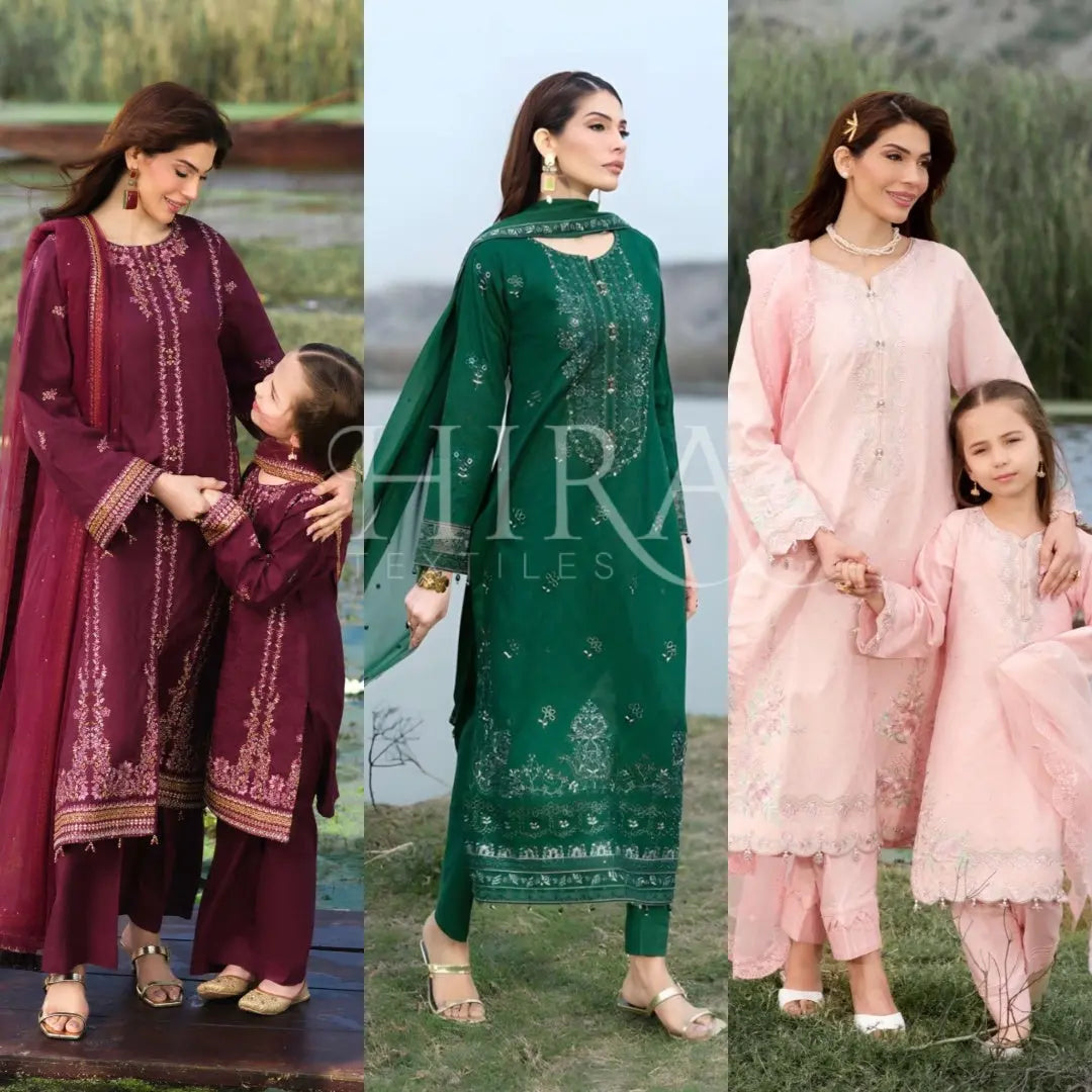 Pakistan Mithe Jan SIMRANS 'Lotus' | Embroidered Jacquard Eid Pakistani Mother & Daughter ...