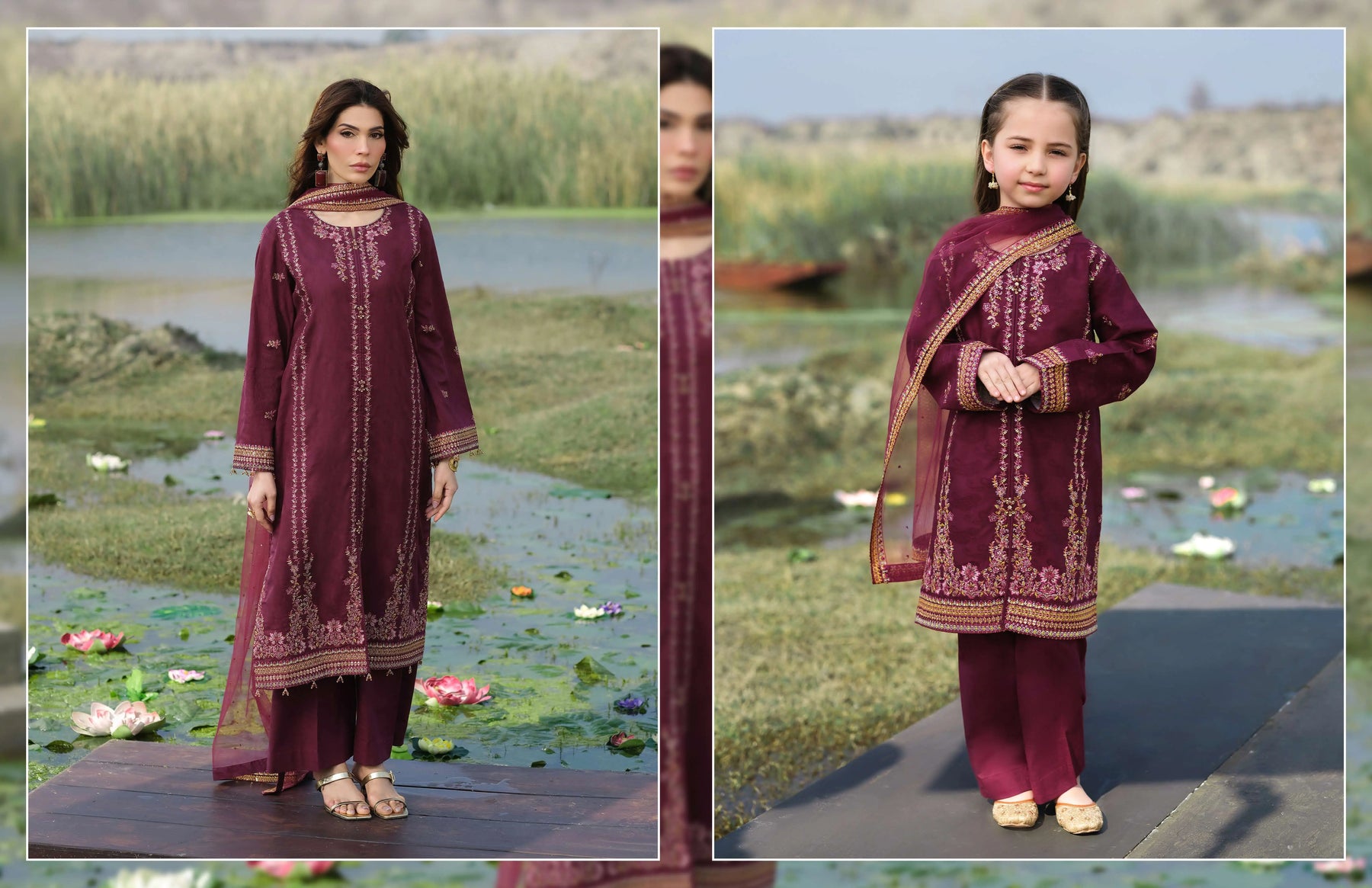 Pakistan Mithe Jan SIMRANS 'Lotus' | Embroidered Jacquard Eid Pakistani Mother & Daughter ...
