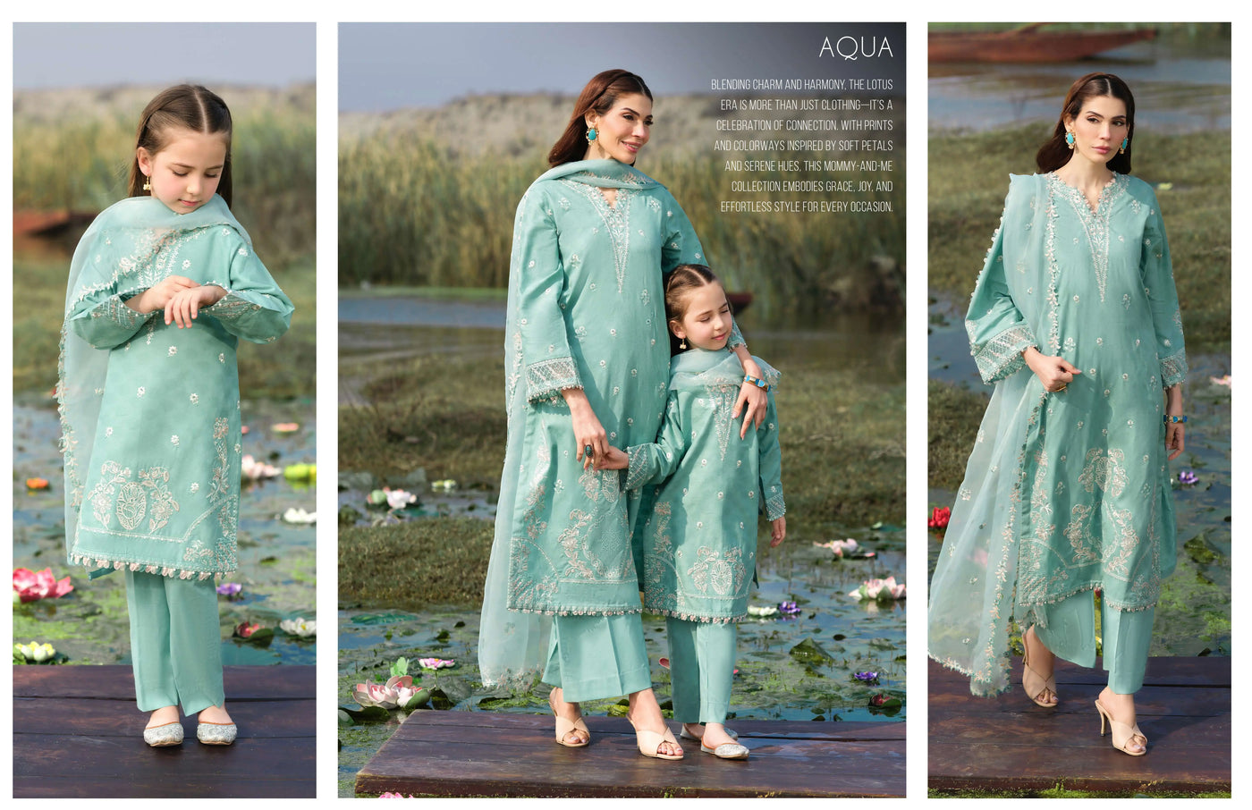 SIMRANS 'Lotus' | Embroidered Jacquard Eid Pakistani Mother & Daughter ...