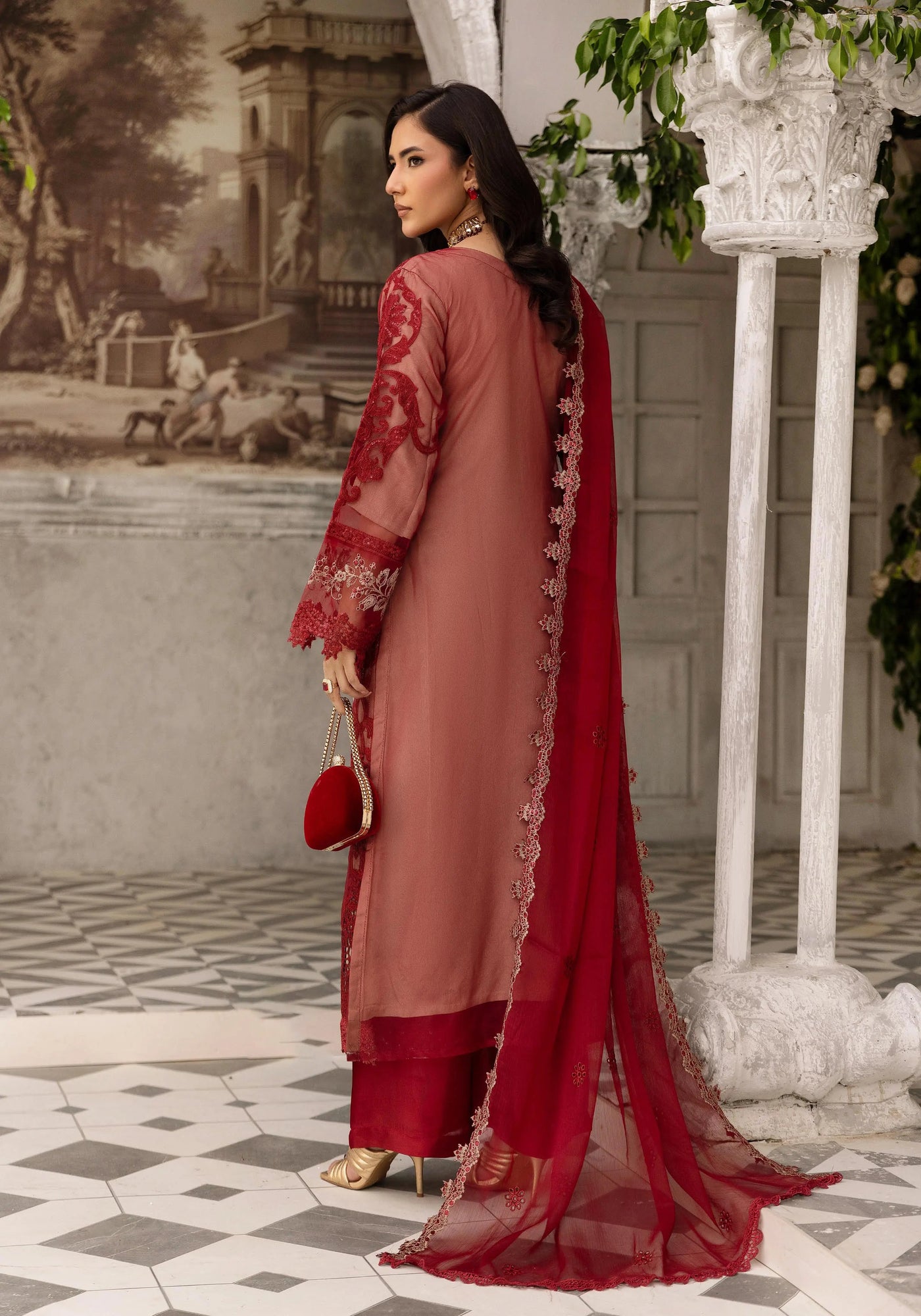 SIMRANS 'Maria B Lux' | Embroidered Partywear 3pc Pakistani Readymade Womenswear | SM919 (4 Colours)
