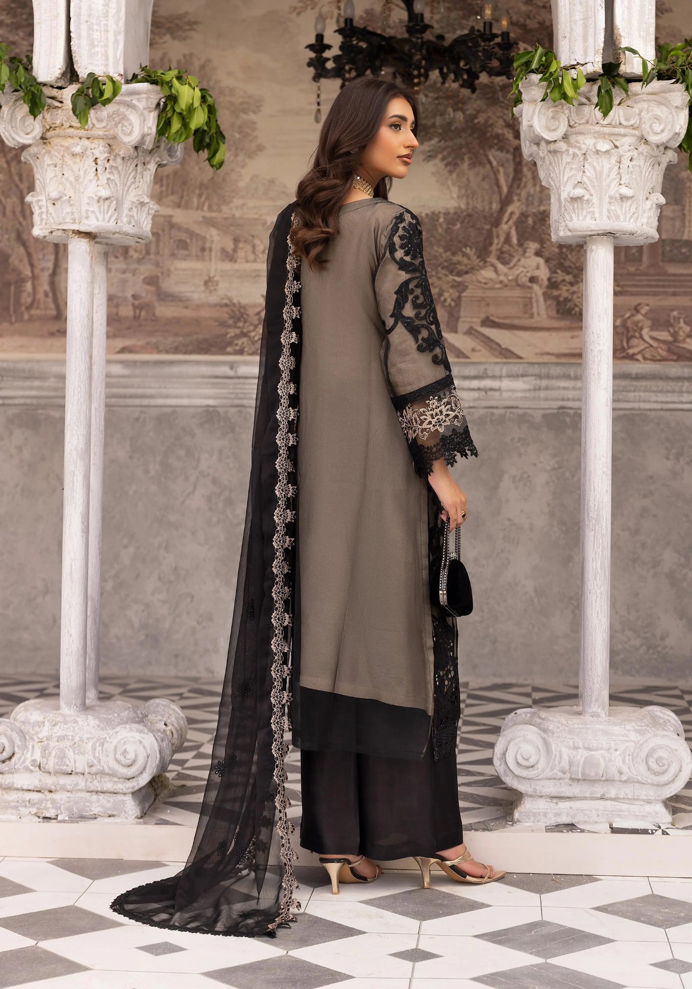 SIMRANS 'Maria B Lux' | Embroidered Partywear 3pc Pakistani Readymade Womenswear | SM919 (4 Colours)