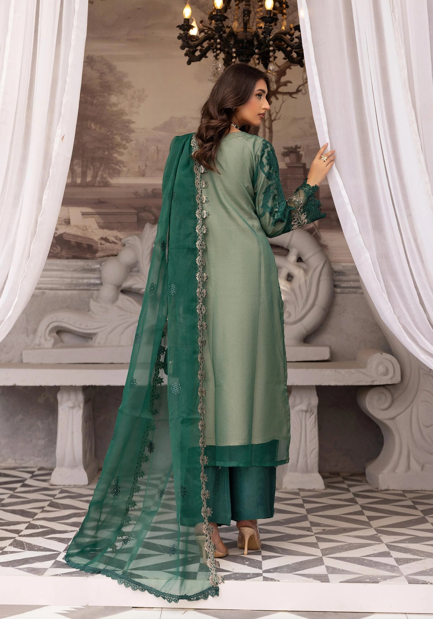 SIMRANS 'Maria B Lux' | Embroidered Partywear 3pc Pakistani Readymade Womenswear | SM919 (4 Colours)