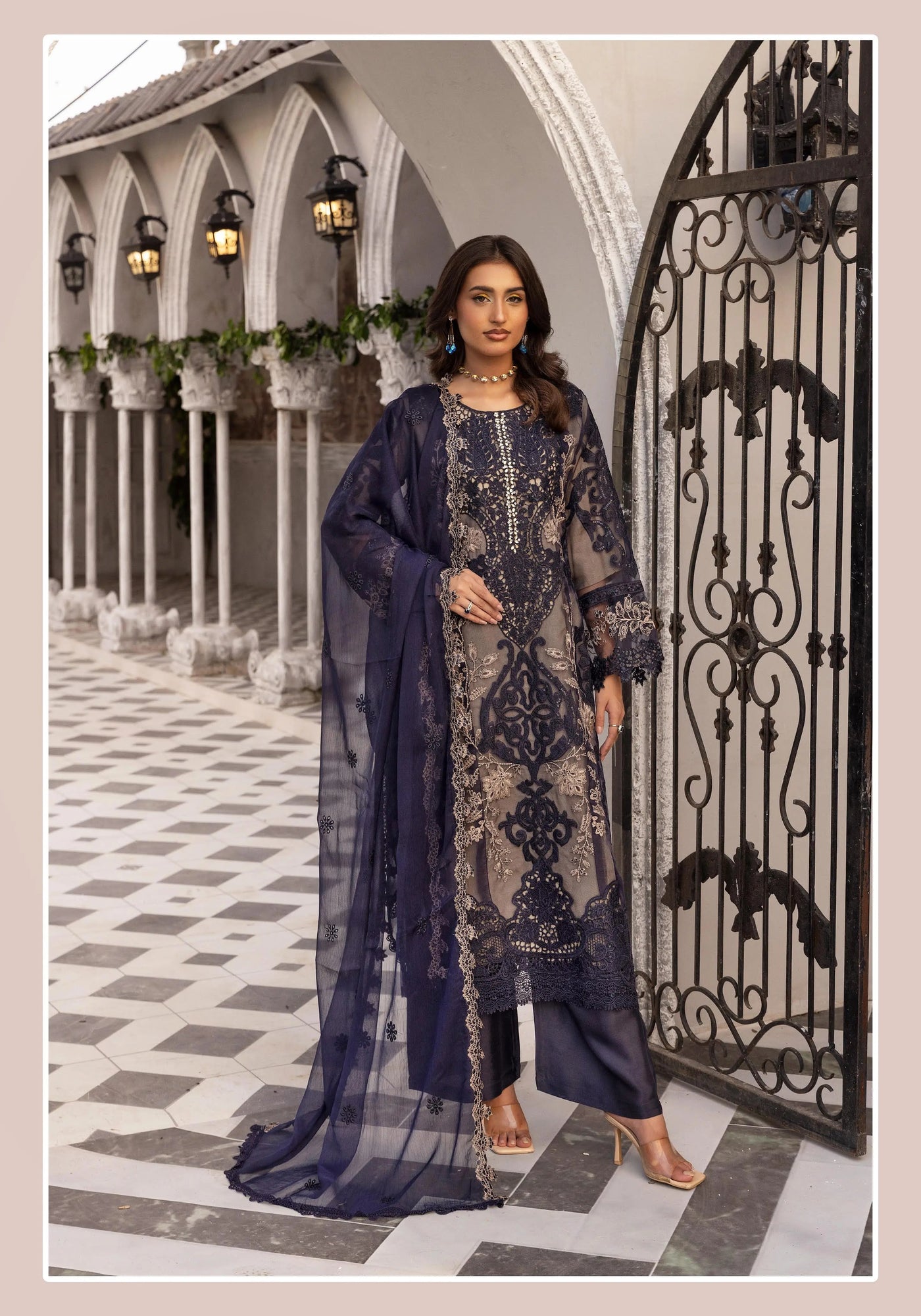 SIMRANS 'Maria B Lux' | Embroidered Partywear 3pc Pakistani Readymade Womenswear | SM919 (4 Colours)