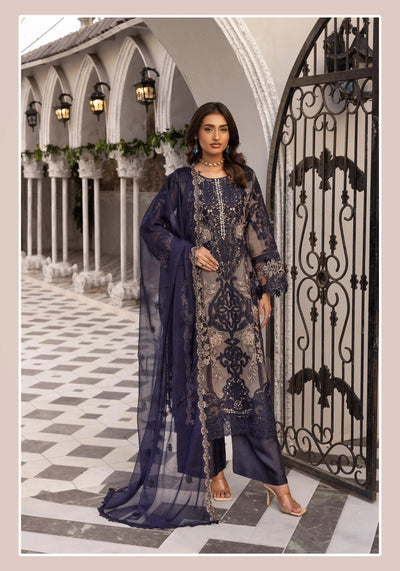 SIMRANS 'Maria B Lux' | Embroidered Partywear 3pc Pakistani Readymade Womenswear | SM919 (4 Colours)