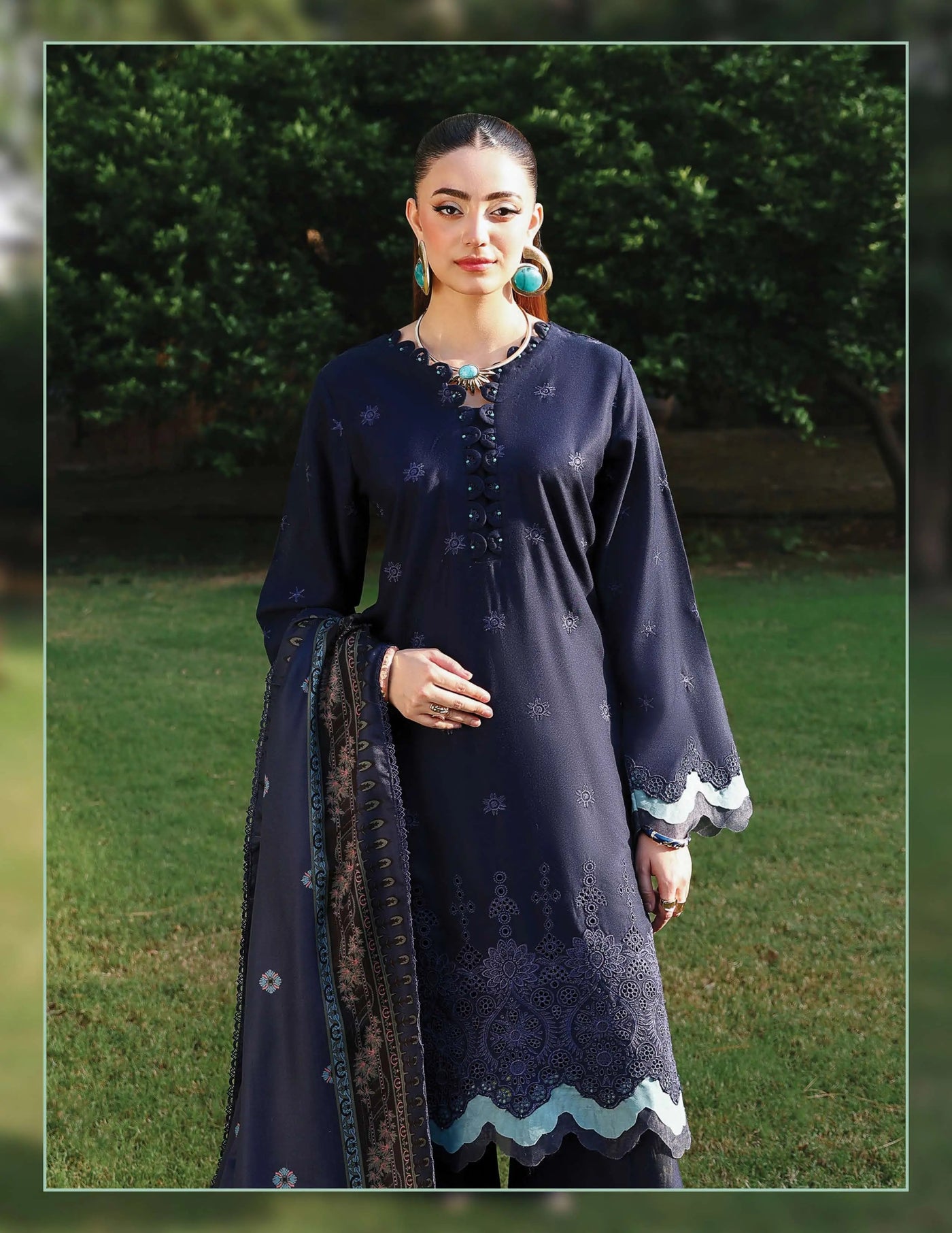 SIMRANS 'Mehr' | Embroidered Dhanak Chikenkari Pakistani Readymade Womenswear | SM926