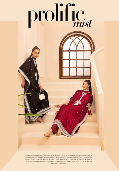 SIMRANS 'Zayna' | Embroidered Modest Velvet Kaftans 3pc Pakistani Readymade Womenswear | SM914 (4 Colours)