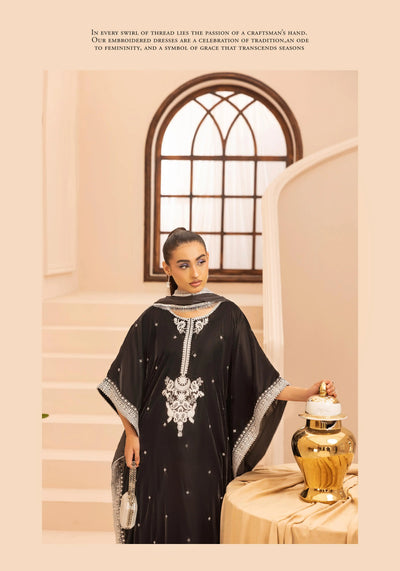 SIMRANS 'Zayna' | Embroidered Modest Velvet Kaftans 3pc Pakistani Readymade Womenswear | SM914 (4 Colours)