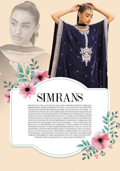 SIMRANS 'Zayna' | Embroidered Modest Velvet Kaftans 3pc Pakistani Readymade Womenswear | SM914 (4 Colours)