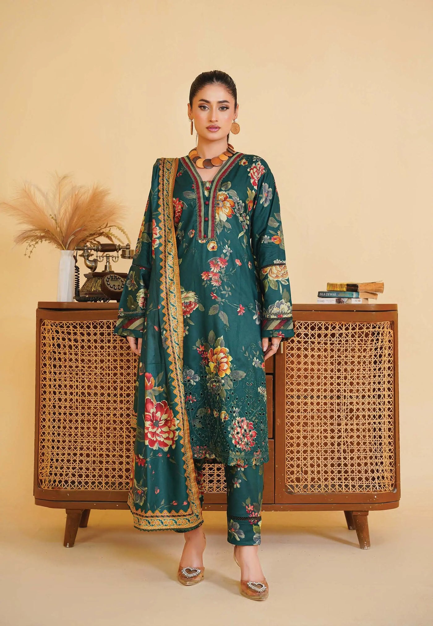 Sitarah Styles 'Vol 14' | Embroidered Linen 3pc Pakistani Readymade Womenswear | IN382 SITARAH