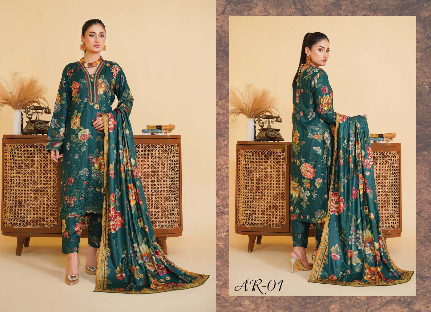 Sitarah Styles 'Vol 14' | Embroidered Linen 3pc Pakistani Readymade Womenswear | IN382 SITARAH