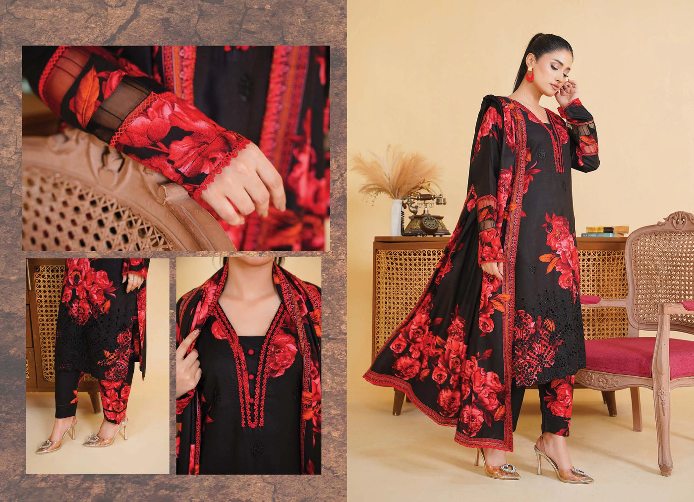 Sitarah Styles 'Vol 14' | Embroidered Linen 3pc Pakistani Readymade Womenswear | IN384 SITARAH