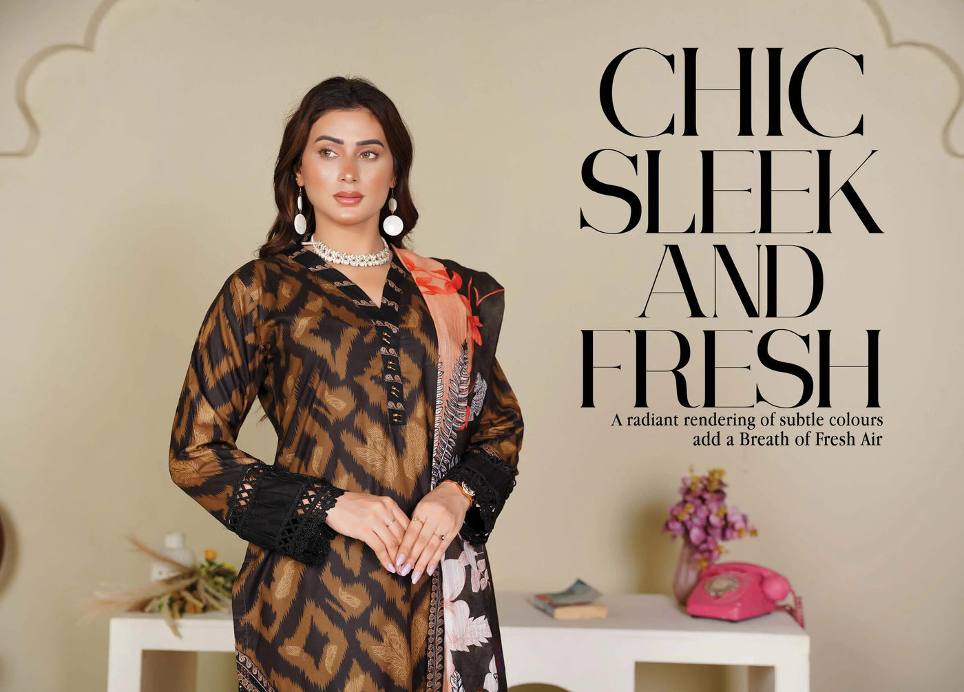 Sitarah Styles 'Vol 15' | Embroidered Linen 3pc Pakistani Readymade Womenswear | IN385