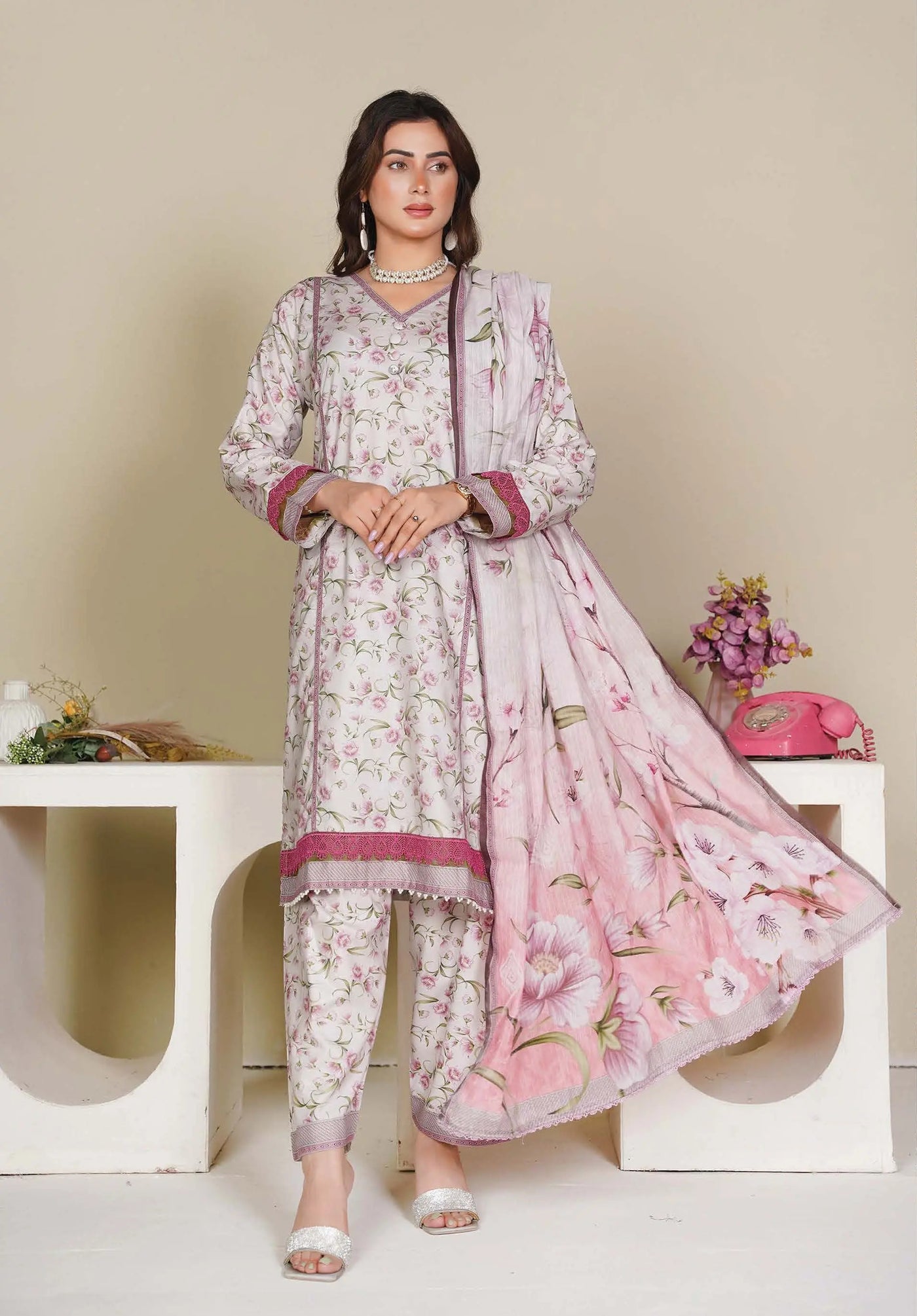 Sitarah Styles 'Vol 15' | Embroidered Linen 3pc Pakistani Readymade Womenswear | IN386 SITARAH