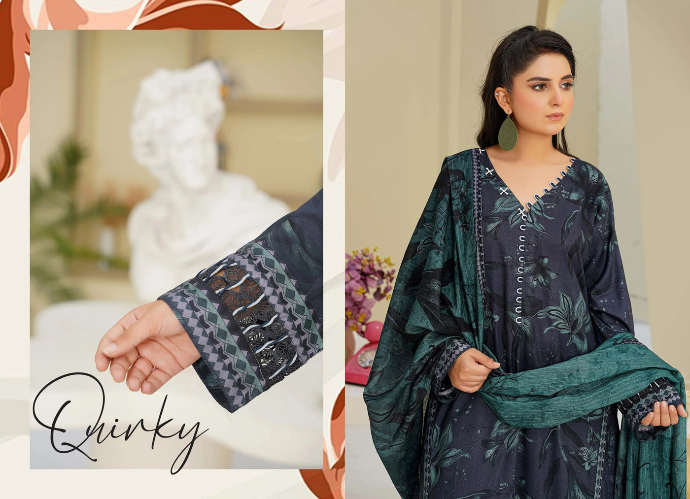 Sitarah Styles 'Vol 16' | Embroidered Linen 3pc Pakistani Readymade Womenswear | IN390