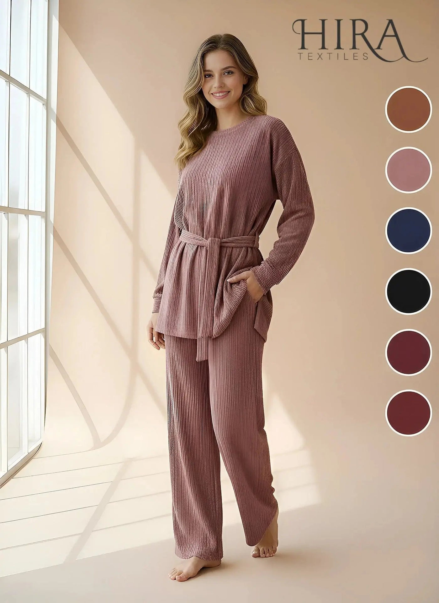 The Knit Studio | Ladies Co Ord Ribbed 2 Piece Top & Bottoms Womenswear | TKS003 (6 Colours)