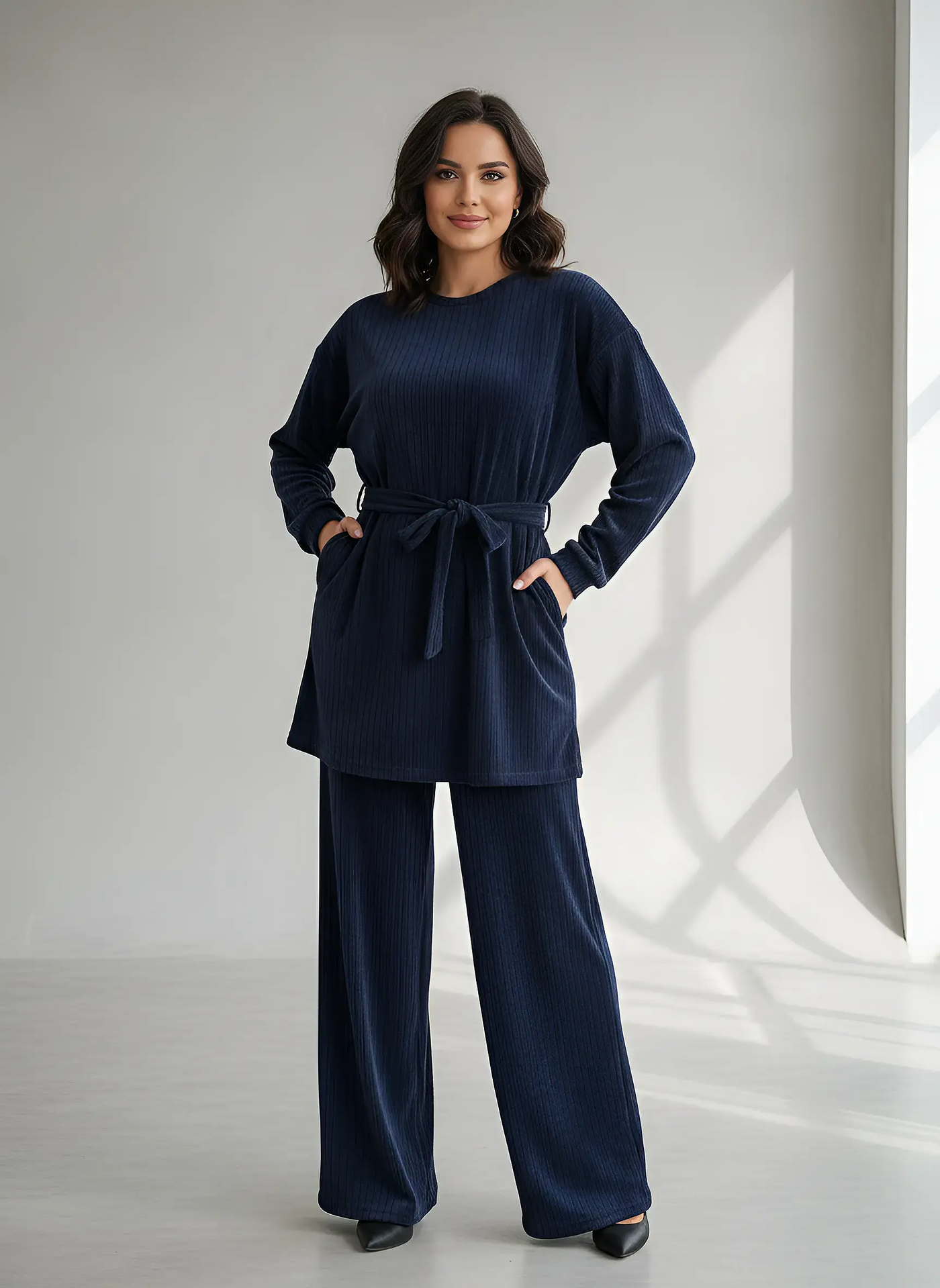 The Knit Studio | Ladies Co Ord Ribbed 2 Piece Top & Bottoms Womenswear | TKS003 (6 Colours)