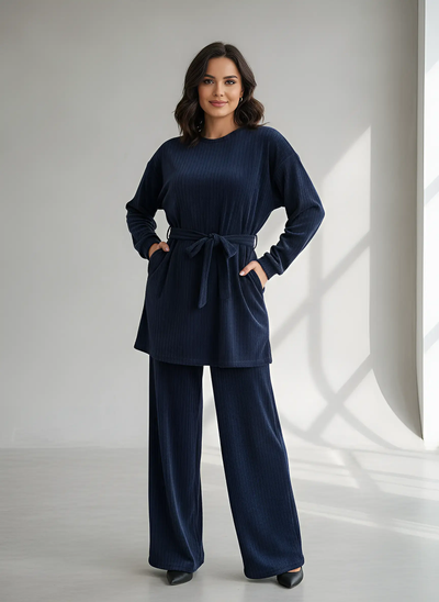 The Knit Studio | Ladies Co Ord Ribbed 2 Piece Top & Bottoms Womenswear | TKS003 (6 Colours)