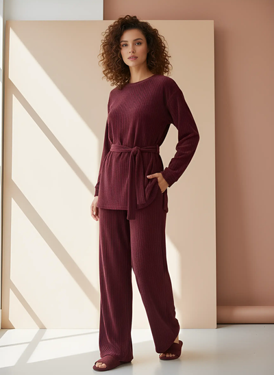 The Knit Studio | Ladies Co Ord Ribbed 2 Piece Top & Bottoms Womenswear | TKS003 (6 Colours)