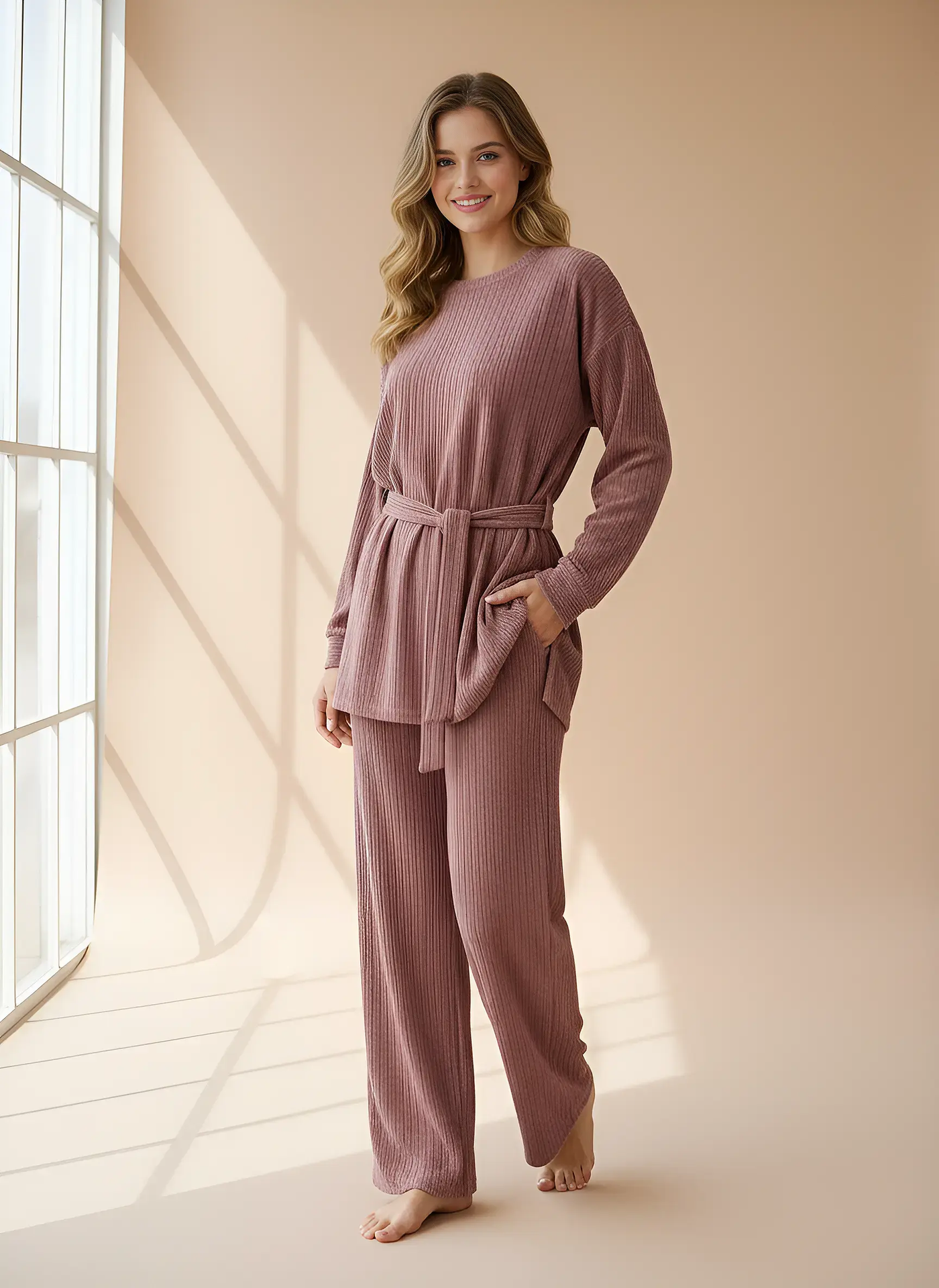 The Knit Studio | Ladies Co Ord Ribbed 2 Piece Top & Bottoms Womenswear | TKS003 (6 Colours)