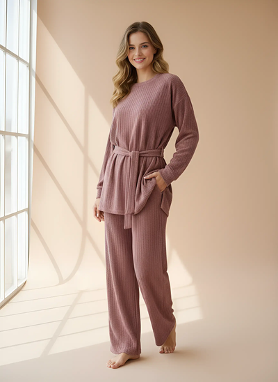 The Knit Studio | Ladies Co Ord Ribbed 2 Piece Top & Bottoms Womenswear | TKS003 (6 Colours)