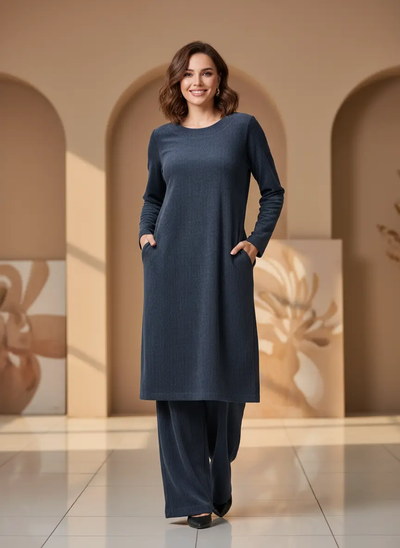 The Knit Studio | Ladies Co Ord Winter 2 Piece Top & Bottoms Womenswear | TKS007-Long (5 Colours)