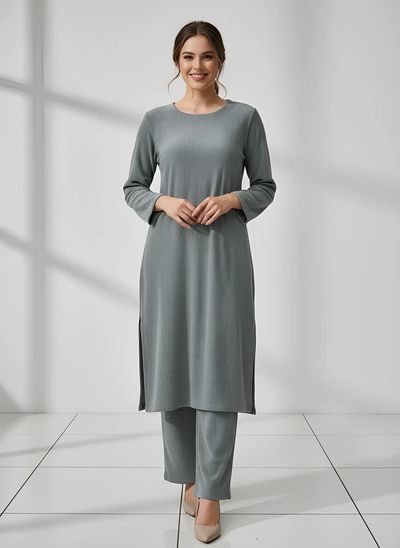 The Knit Studio | Ladies Co Ord Winter 2 Piece Top & Bottoms Womenswear | TKS007-Long (5 Colours)