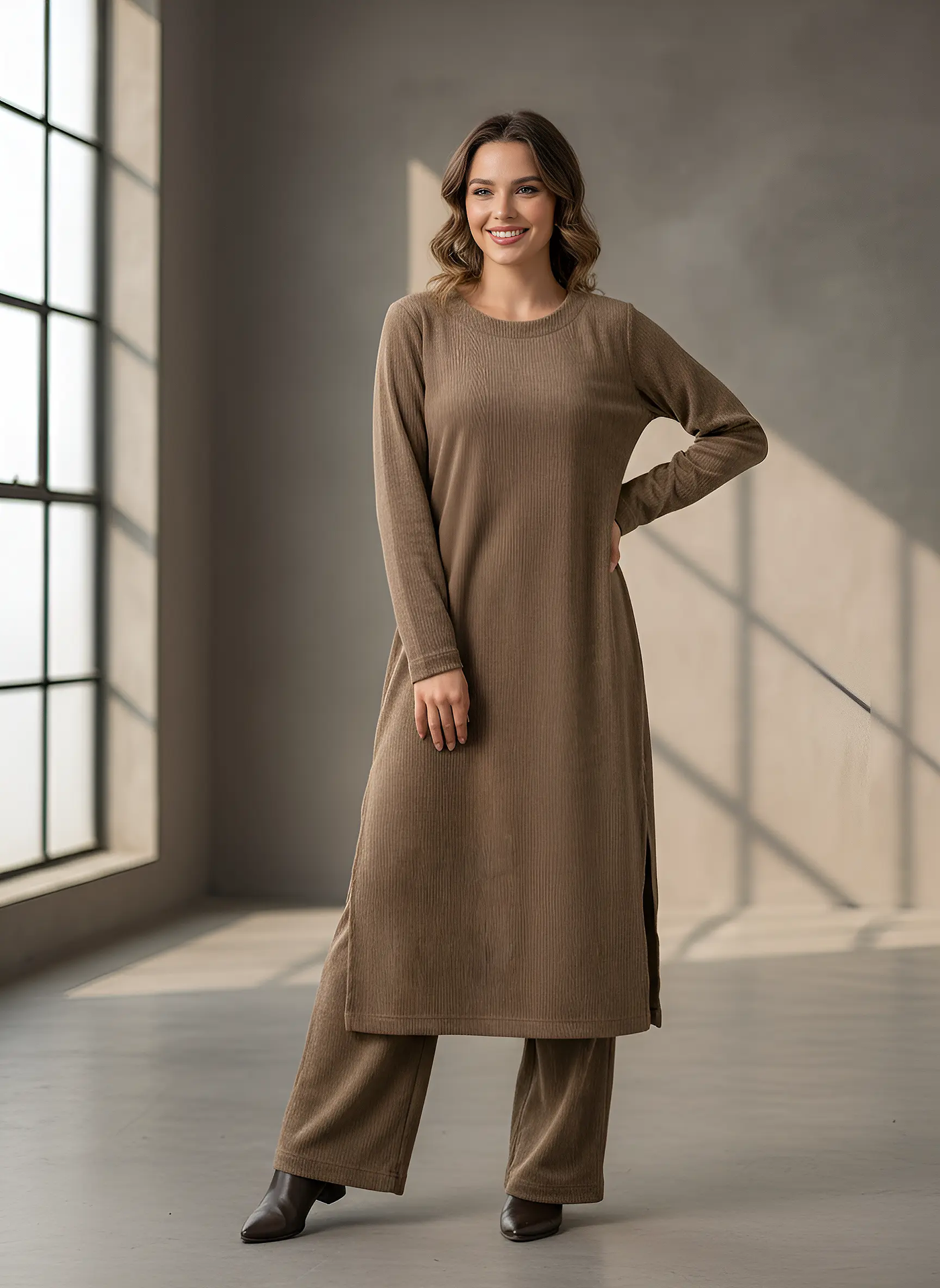 The Knit Studio | Ladies Co Ord Winter 2 Piece Top & Bottoms Womenswear | TKS007-Long (5 Colours)